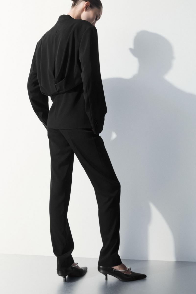 Dámské Kalhoty COS The Silk-Blend Černé | QVCX-98132