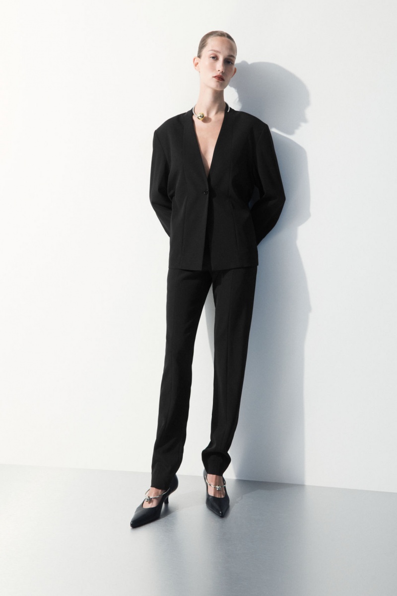 Dámské Kalhoty COS The Silk-Blend Černé | QVCX-98132