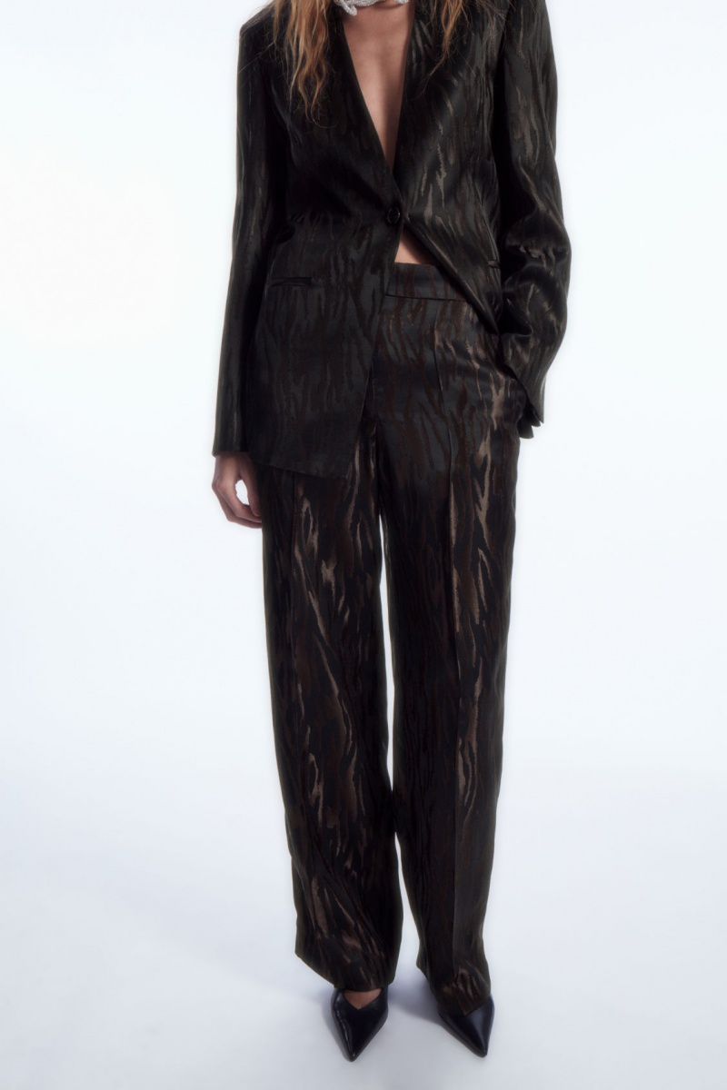 Dámské Kalhoty COS Zebra-Jacquard Tailored Tmavě Hnědé Černé | VYWP-50138