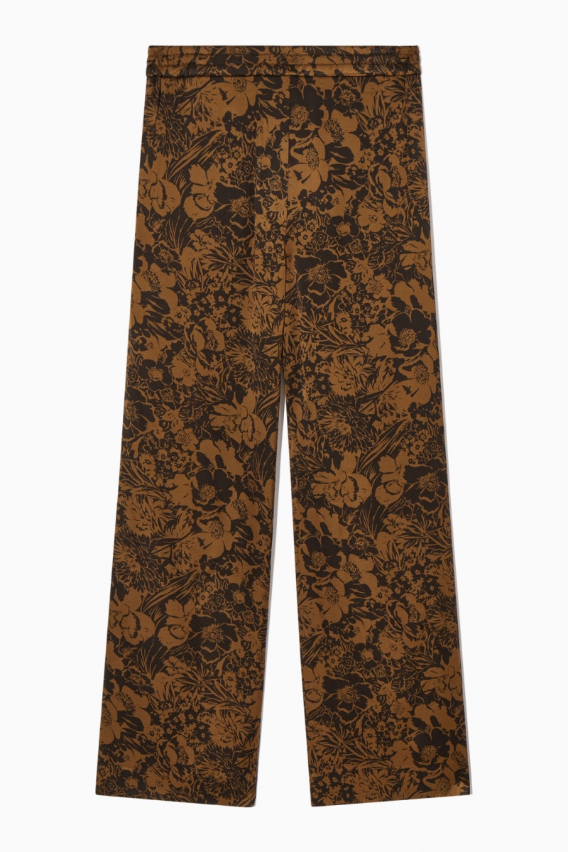 Dámské Kalhoty COS Široké-Leg Floral-Print Hnědé Černé | AQWY-38192