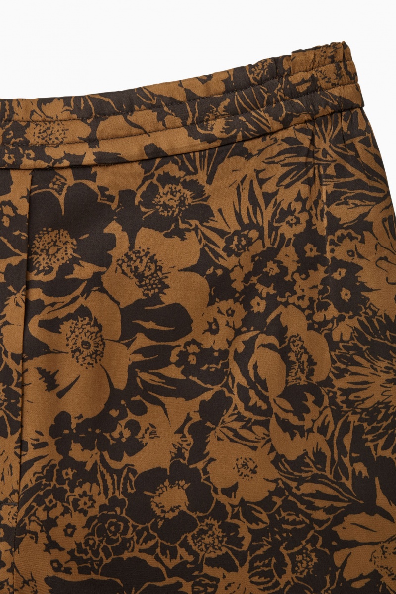 Dámské Kalhoty COS Široké-Leg Floral-Print Hnědé Černé | AQWY-38192