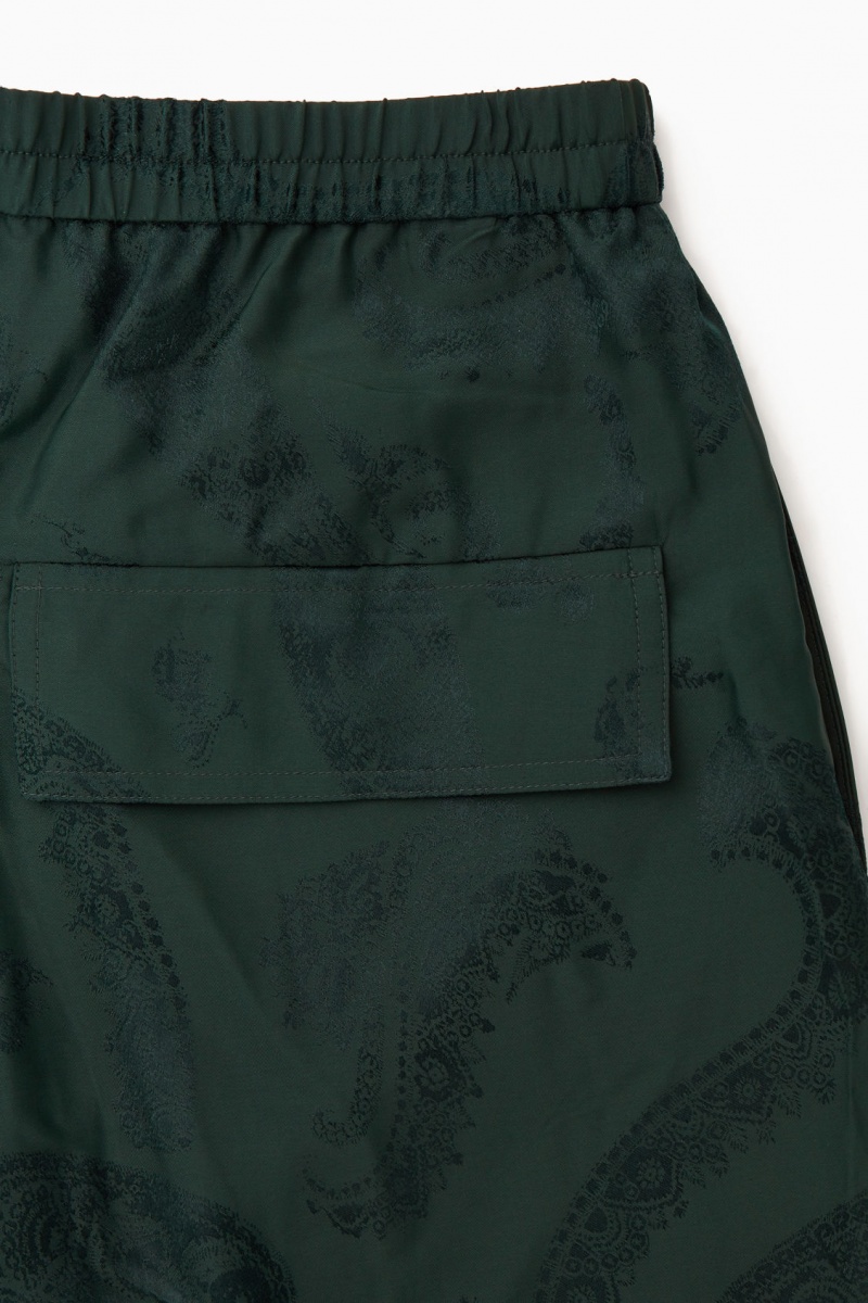 Dámské Kalhoty COS Široké-Leg Paisley-Jacquard Tmavě Zelene | RNCV-75142