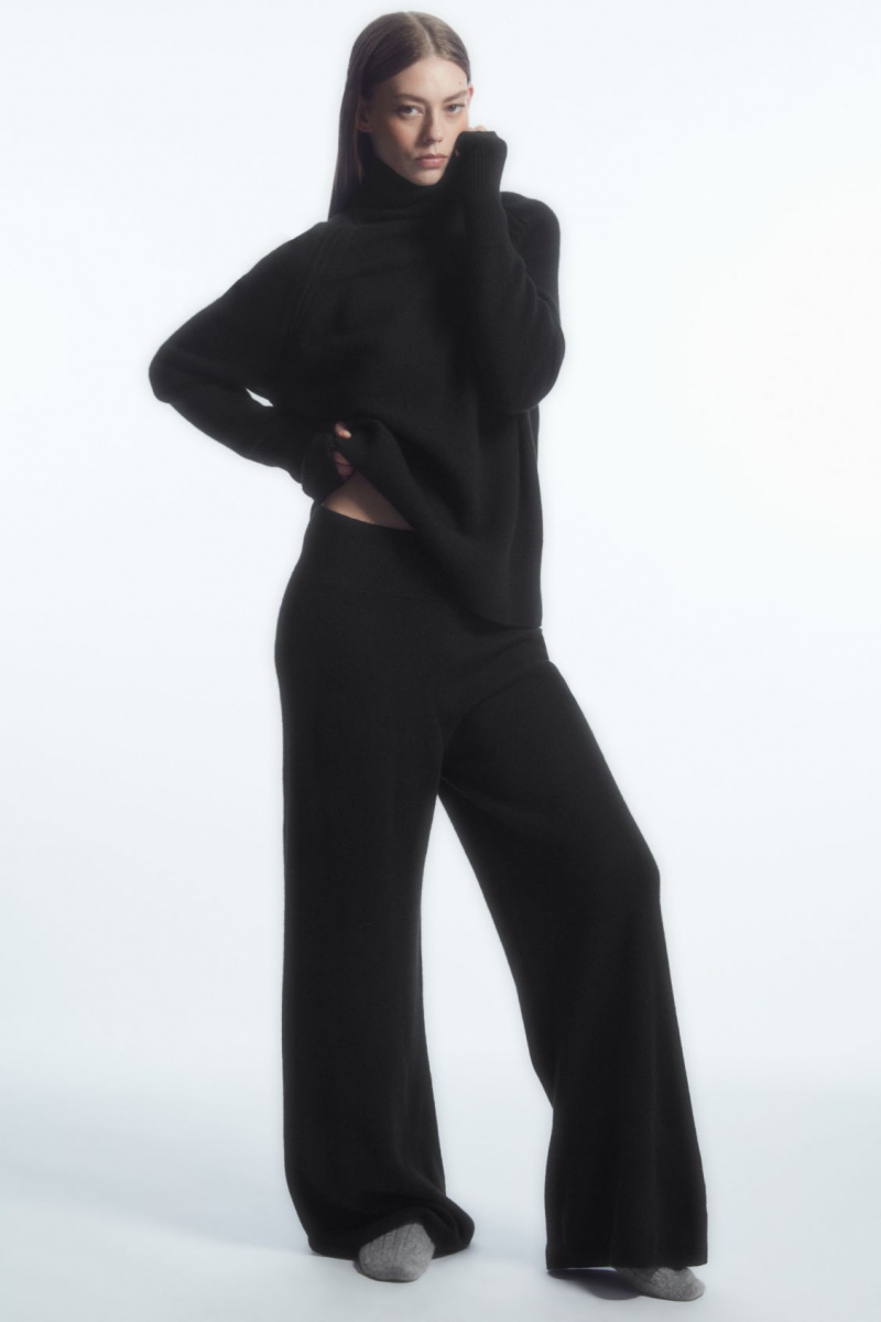 Dámské Kalhoty COS Široké-Leg Pure Cashmere Černé | DNCA-05976