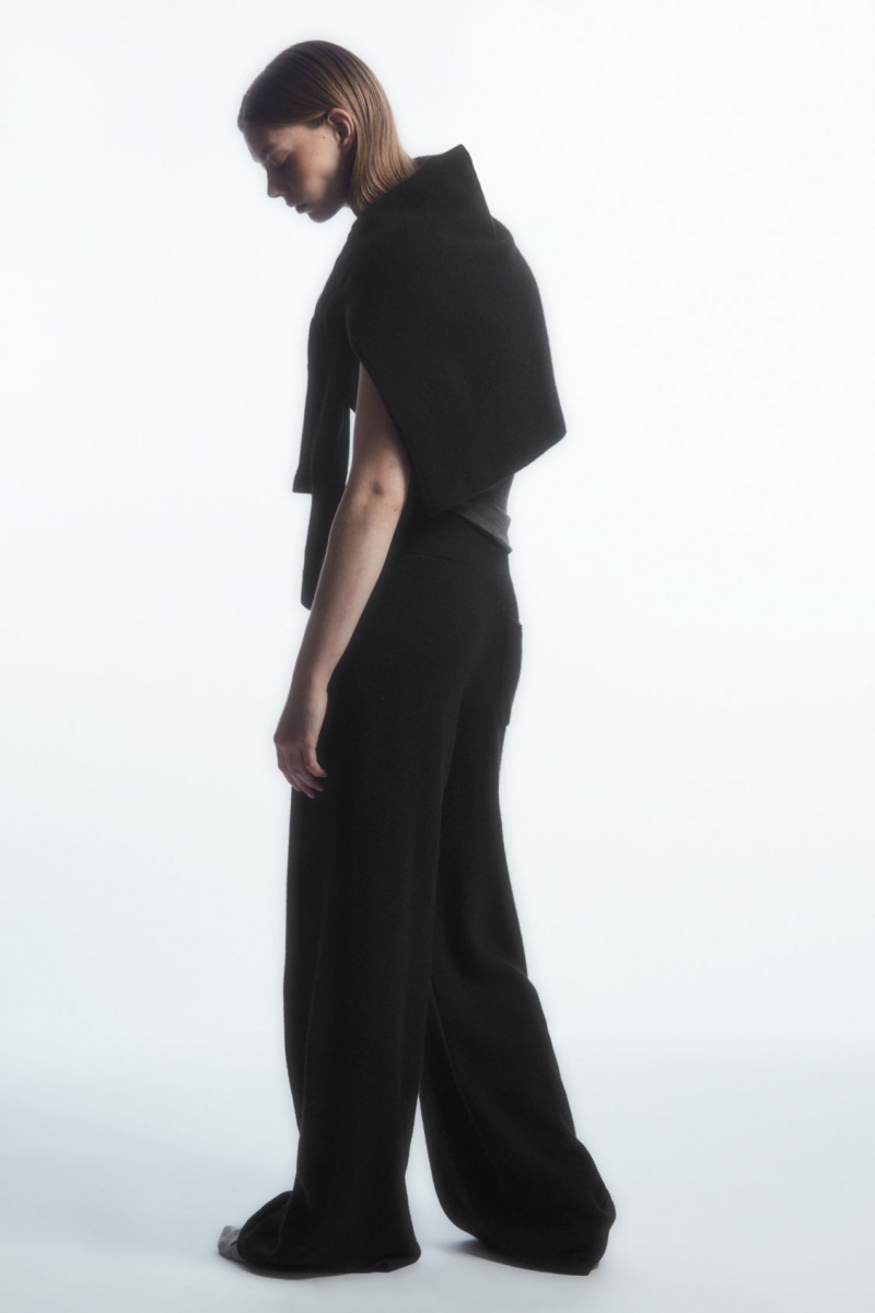 Dámské Kalhoty COS Široké-Leg Pure Cashmere Černé | DNCA-05976
