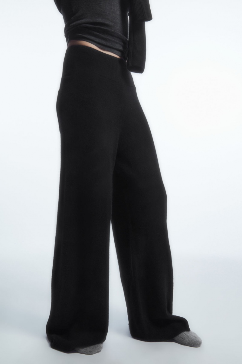 Dámské Kalhoty COS Široké-Leg Pure Cashmere Černé | DNCA-05976