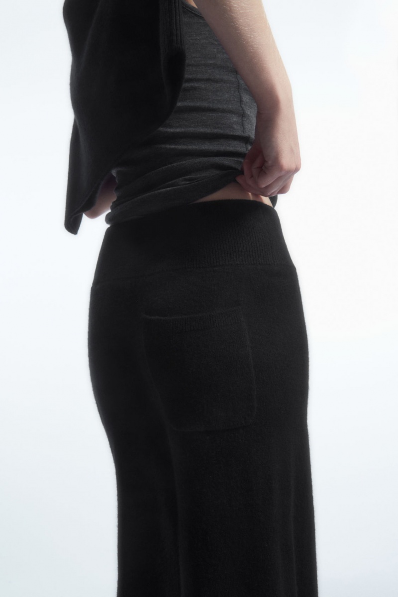 Dámské Kalhoty COS Široké-Leg Pure Cashmere Černé | DNCA-05976