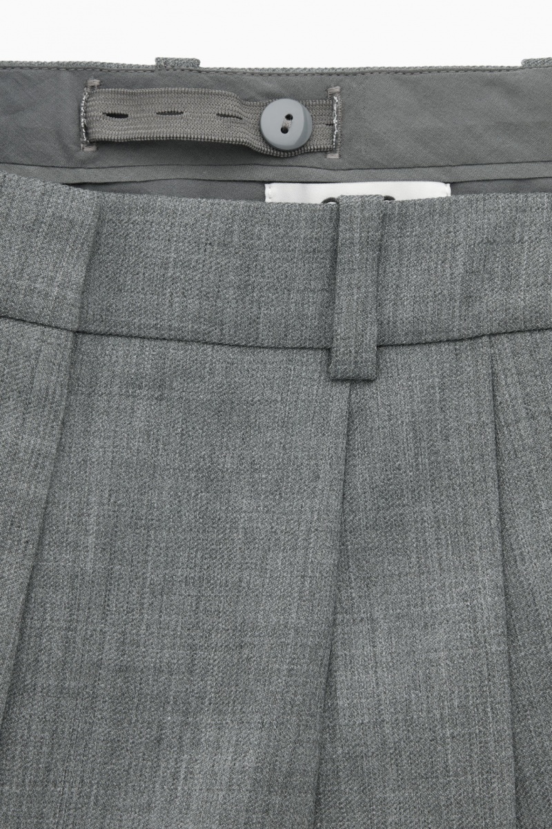 Dámské Kalhoty COS Široké-Leg Tailored Vlna-Blend Šedé | CAEH-21890