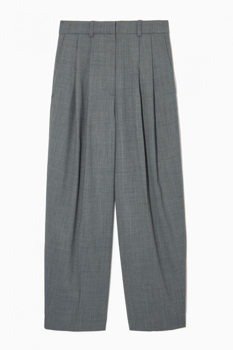 Dámské Kalhoty COS Široké-Leg Tailored Vlna-Blend Šedé | CAEH-21890
