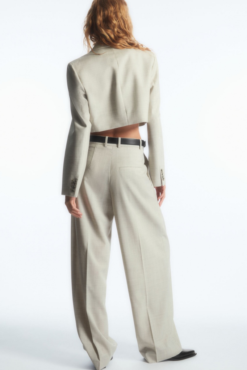 Dámské Kalhoty COS Široké-Leg Tailored Vlna Světle Béžový | UHXG-67983