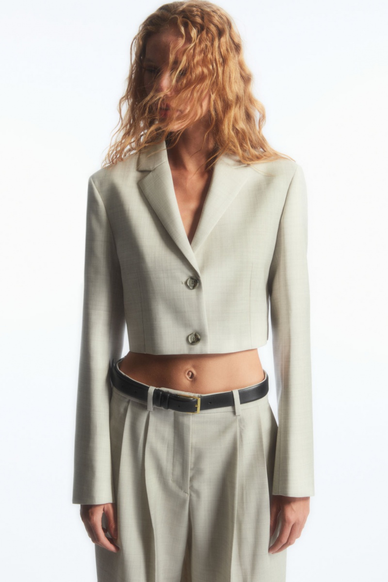 Dámské Kalhoty COS Široké-Leg Tailored Vlna Světle Béžový | UHXG-67983