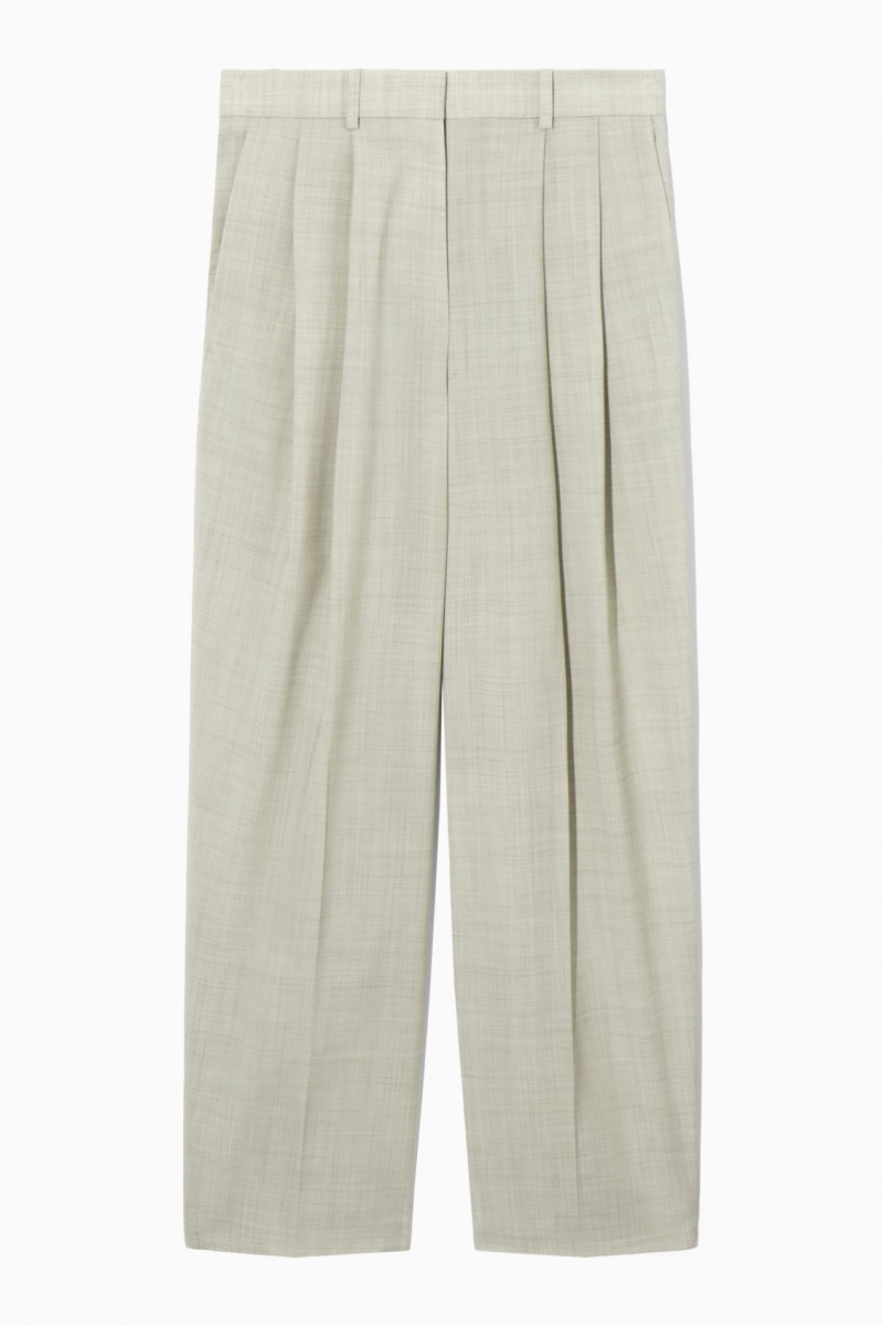 Dámské Kalhoty COS Široké-Leg Tailored Vlna Světle Béžový | UHXG-67983