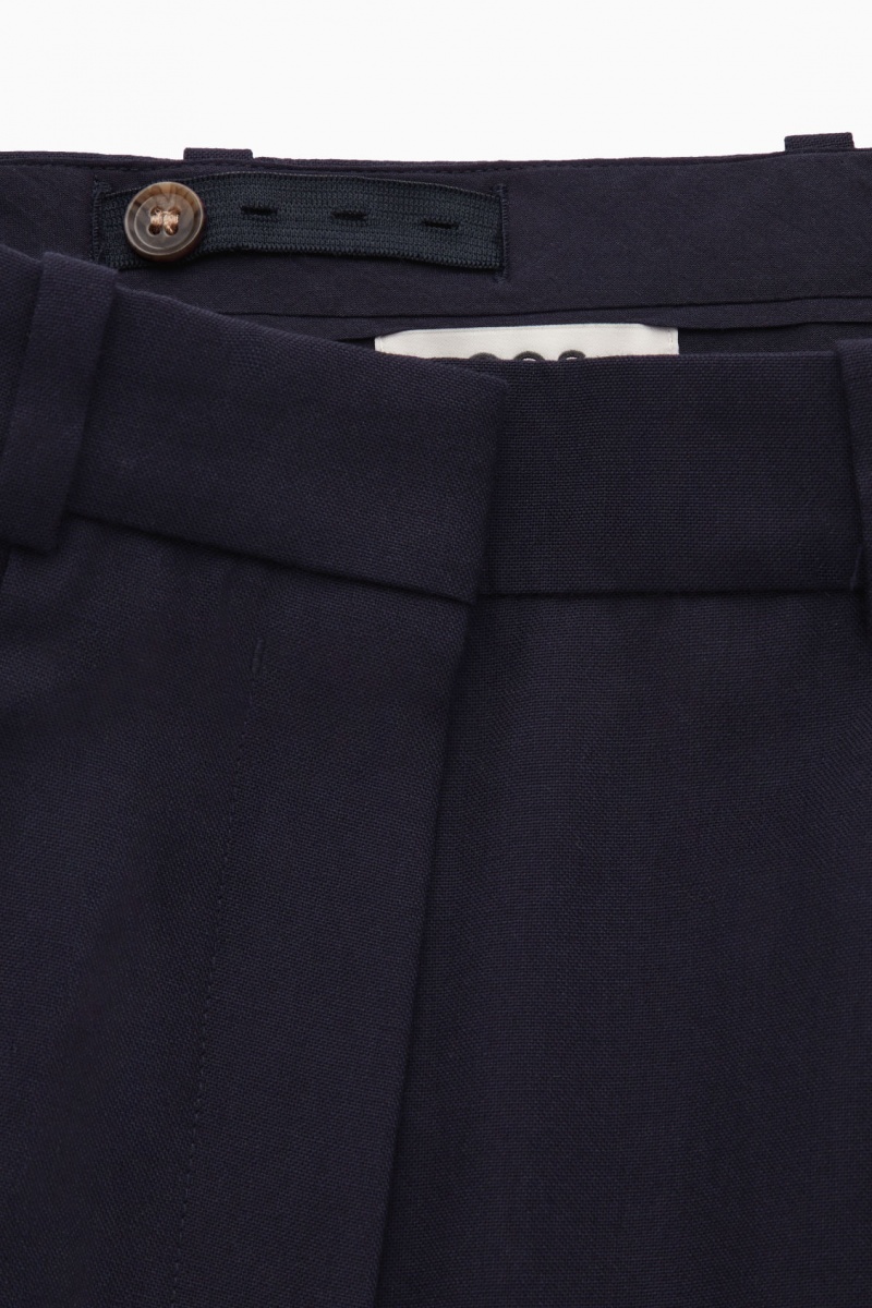 Dámské Kalhoty COS Široké-Leg Tailored Vlna Tmavě Blankyt | NKVA-71659