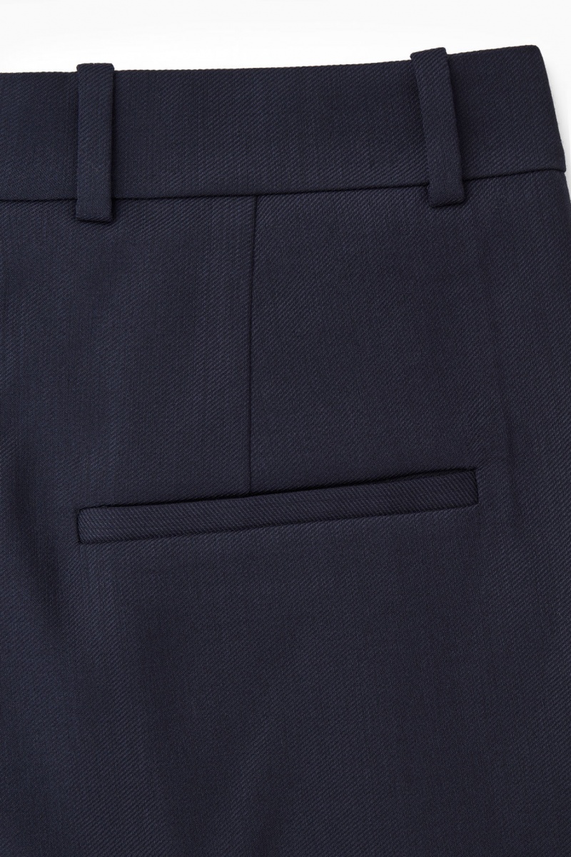 Dámské Kalhoty COS Široké-Leg Tailored Vlna Tmavě Blankyt | HQUA-75923