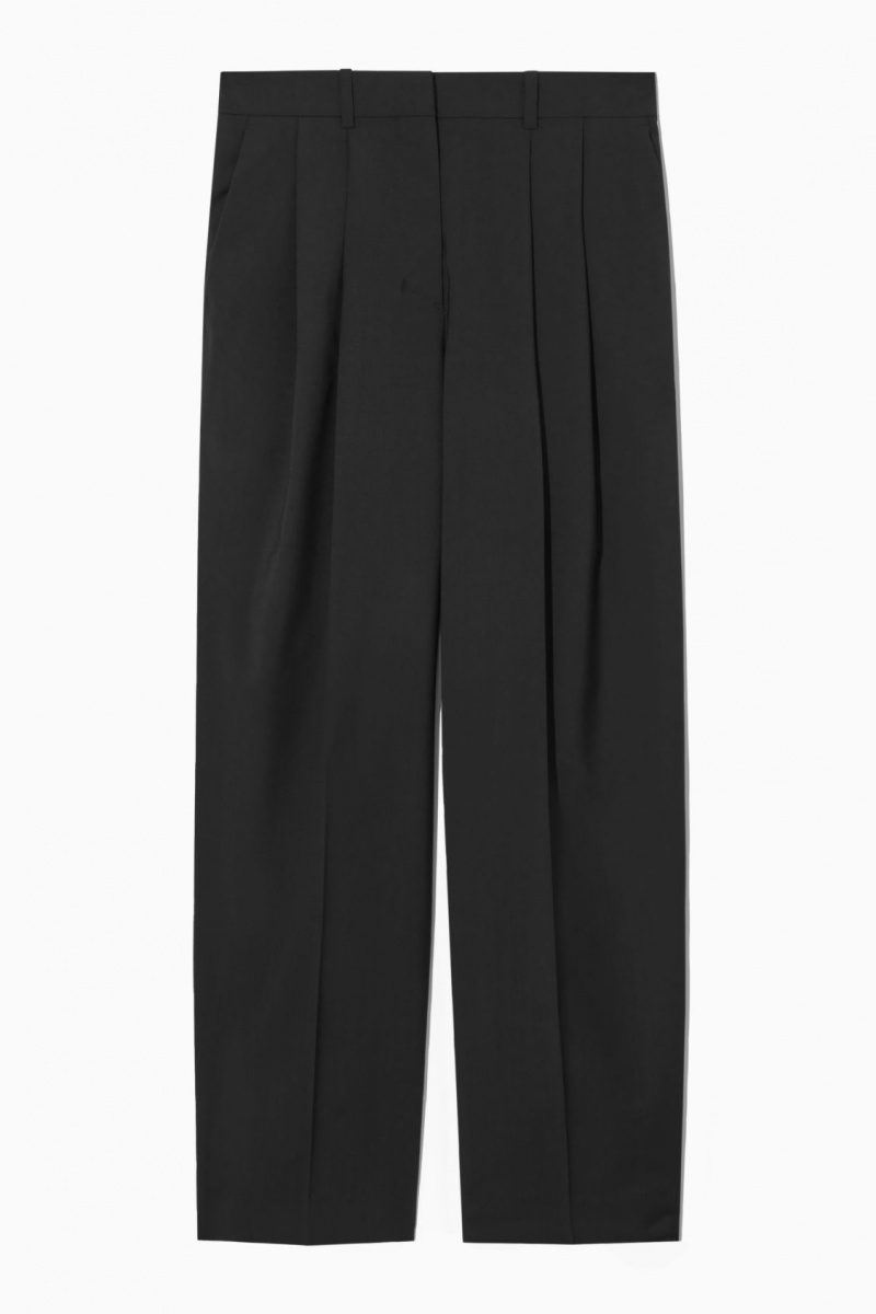 Dámské Kalhoty COS Široké-Leg Tailored Vlna Černé | CHQR-94132