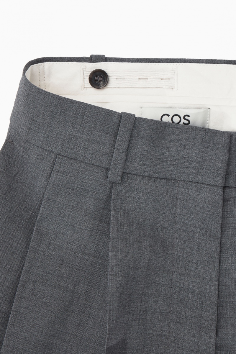 Dámské Kalhoty COS Široké-Leg Tailored Vlna Šedé | GVBY-30782