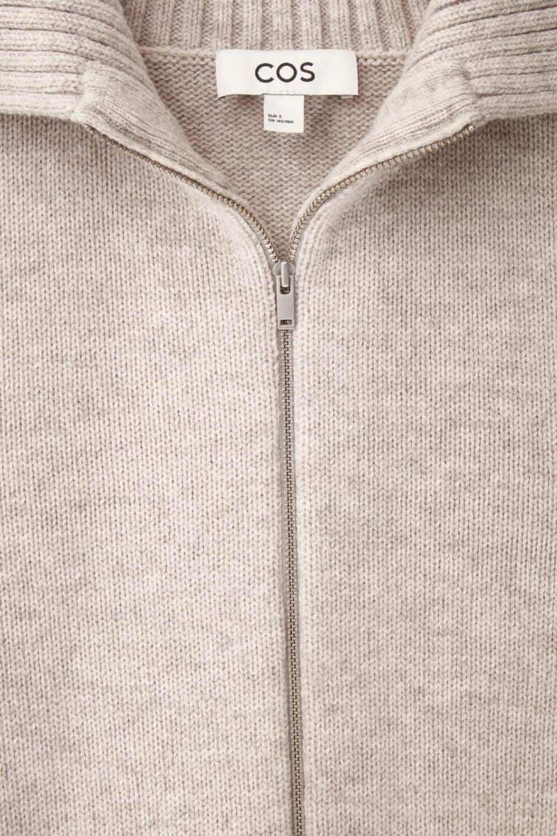 Dámské Kardigan COS Cropped Vlna Zip-Up Béžový | KYRM-02897