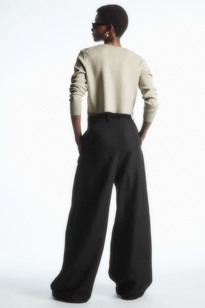 Dámské Kardigan COS Minimal Cropped V-Neck Krém | JKMQ-83264
