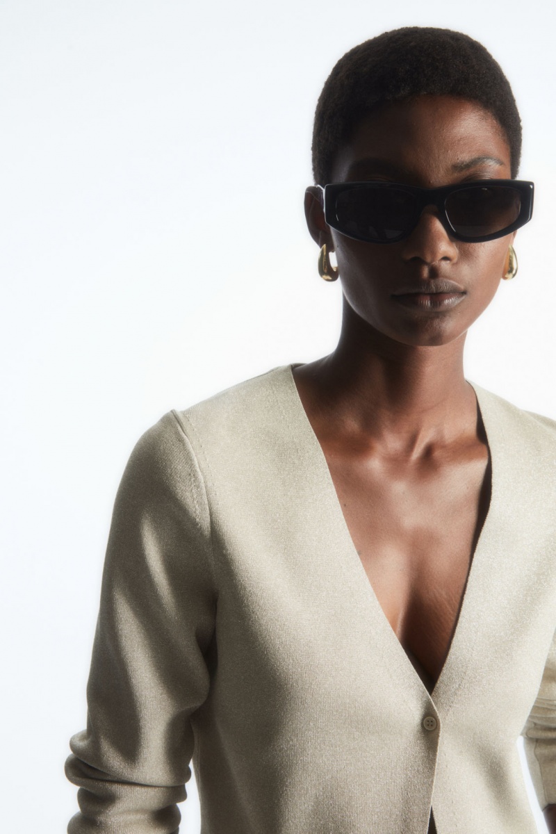 Dámské Kardigan COS Minimal Cropped V-Neck Krém | JKMQ-83264