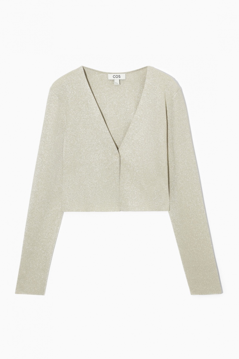 Dámské Kardigan COS Minimal Cropped V-Neck Krém | JKMQ-83264