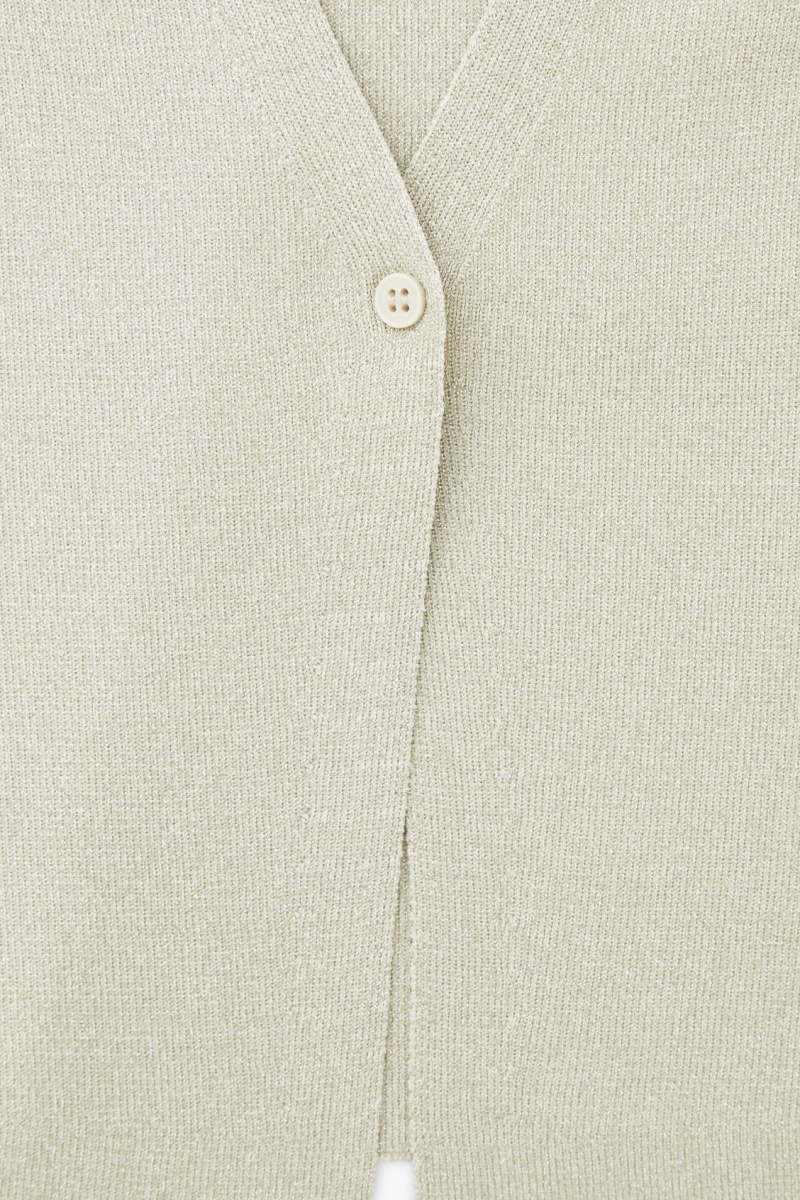 Dámské Kardigan COS Minimal Cropped V-Neck Krém | JKMQ-83264