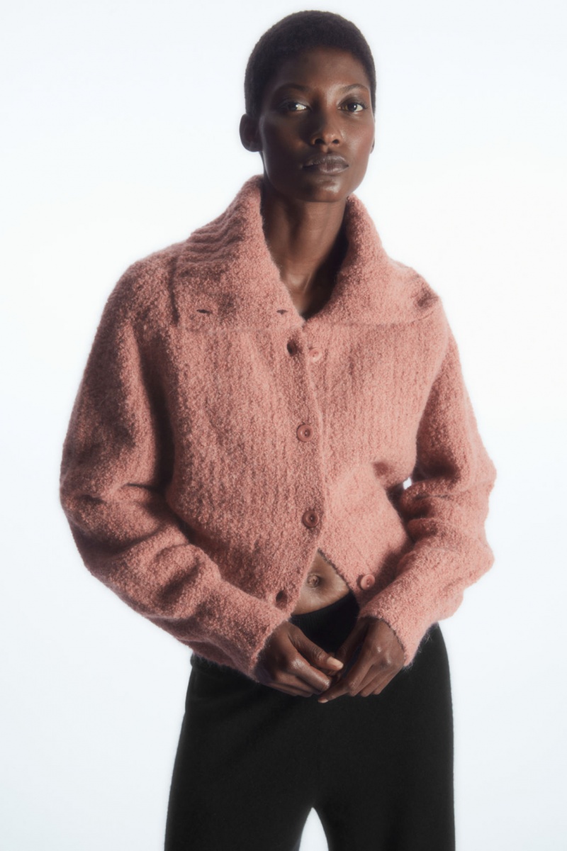 Dámské Kardigan COS Spread-Collar Textured Alpaca Růžové | NWPJ-91528