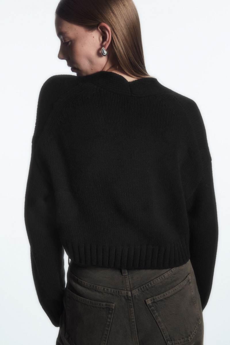 Dámské Kardigan COS Tlustý Cropped Cashmere-Blend Černé | WMVL-95246