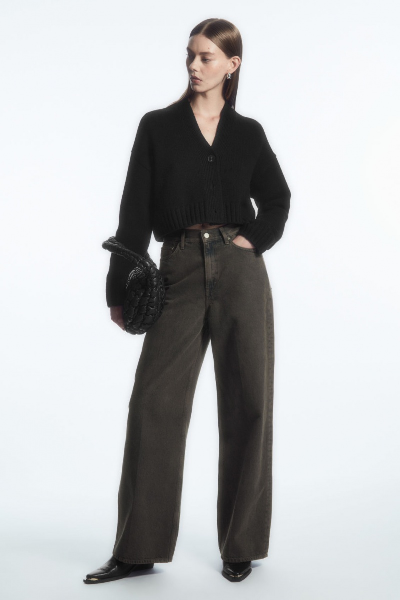 Dámské Kardigan COS Tlustý Cropped Cashmere-Blend Černé | WMVL-95246