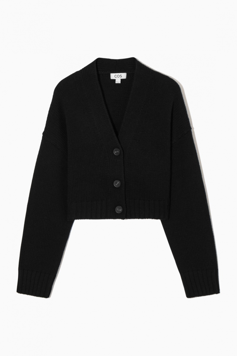 Dámské Kardigan COS Tlustý Cropped Cashmere-Blend Černé | WMVL-95246