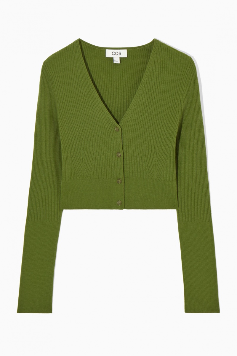 Dámské Kardigan COS Žebrovaný-Knit Merino Vlna Tmavě Zelene | DTHW-53864
