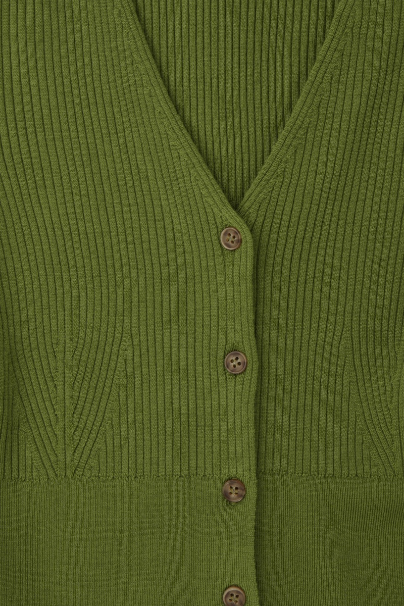 Dámské Kardigan COS Žebrovaný-Knit Merino Vlna Tmavě Zelene | DTHW-53864