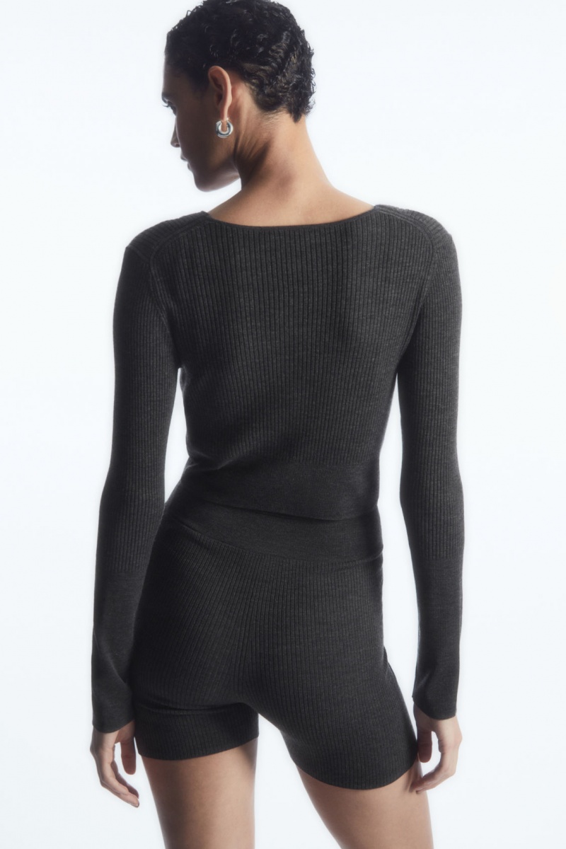 Dámské Kardigan COS Žebrovaný-Knit Merino Vlna Tmavě Šedé | TKEO-34092