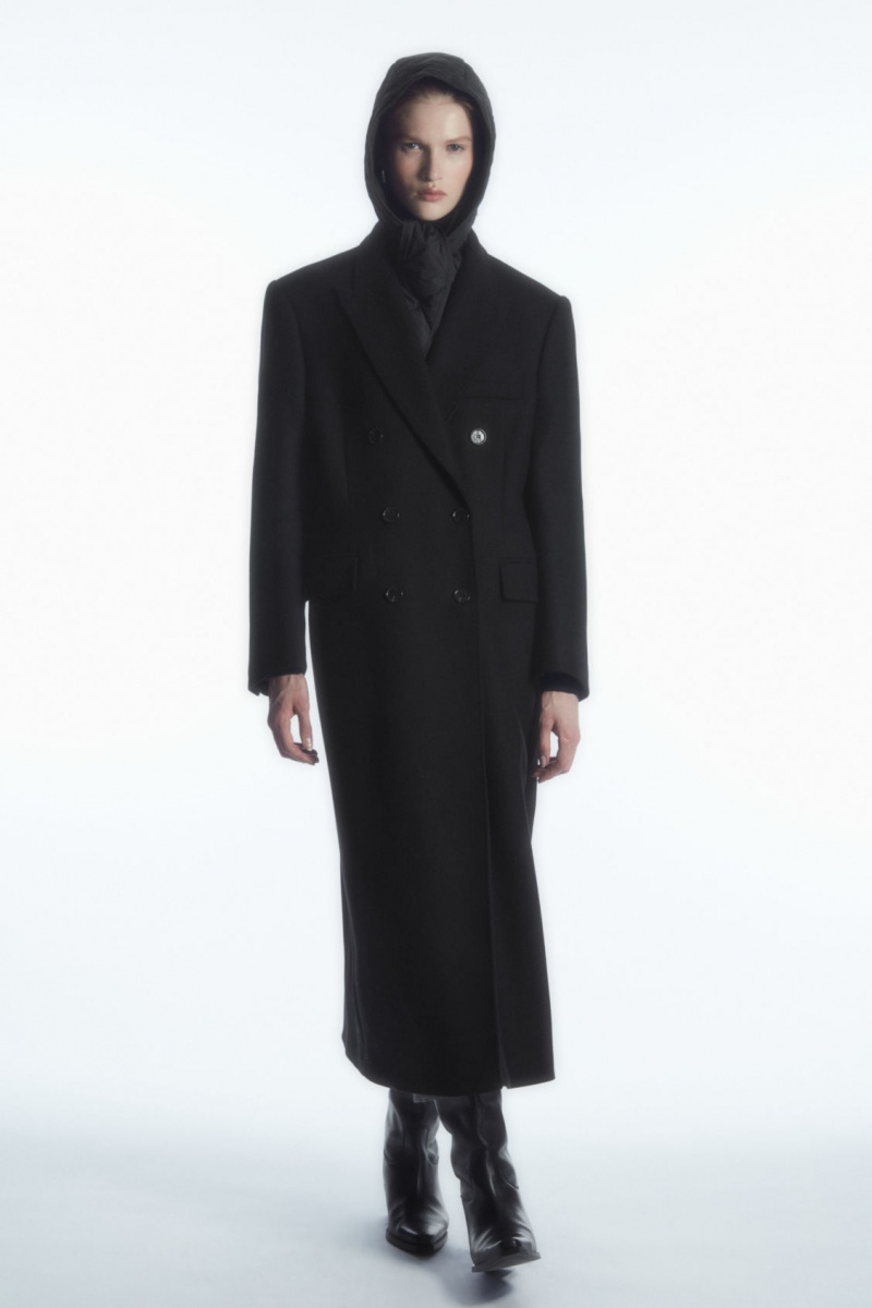 Dámské Klobouky COS Prošívaný-Front Hood Černé | CUMG-94108