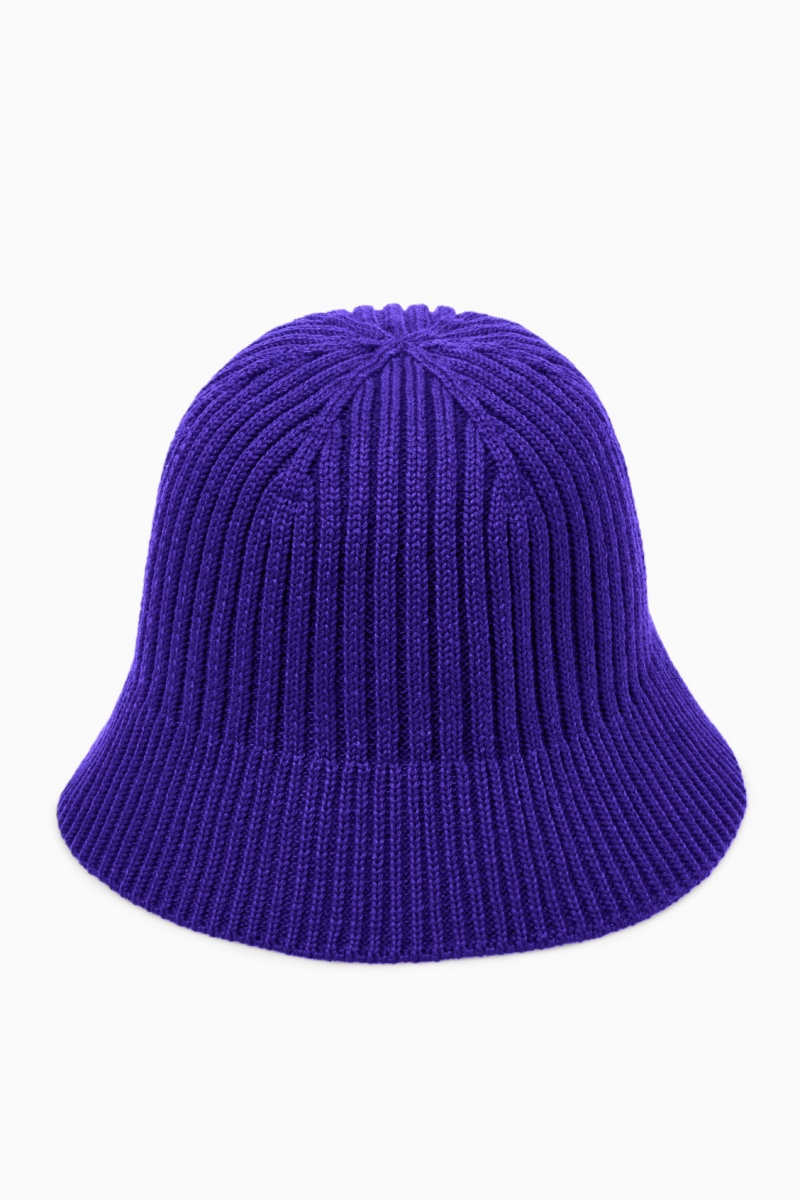 Dámské Klobouky COS Žebrovaný Merino Vlna Bucket Blankyt | GLAM-78054