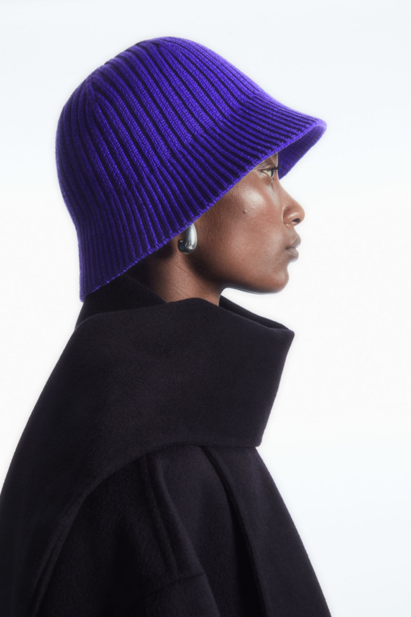 Dámské Klobouky COS Žebrovaný Merino Vlna Bucket Blankyt | GLAM-78054