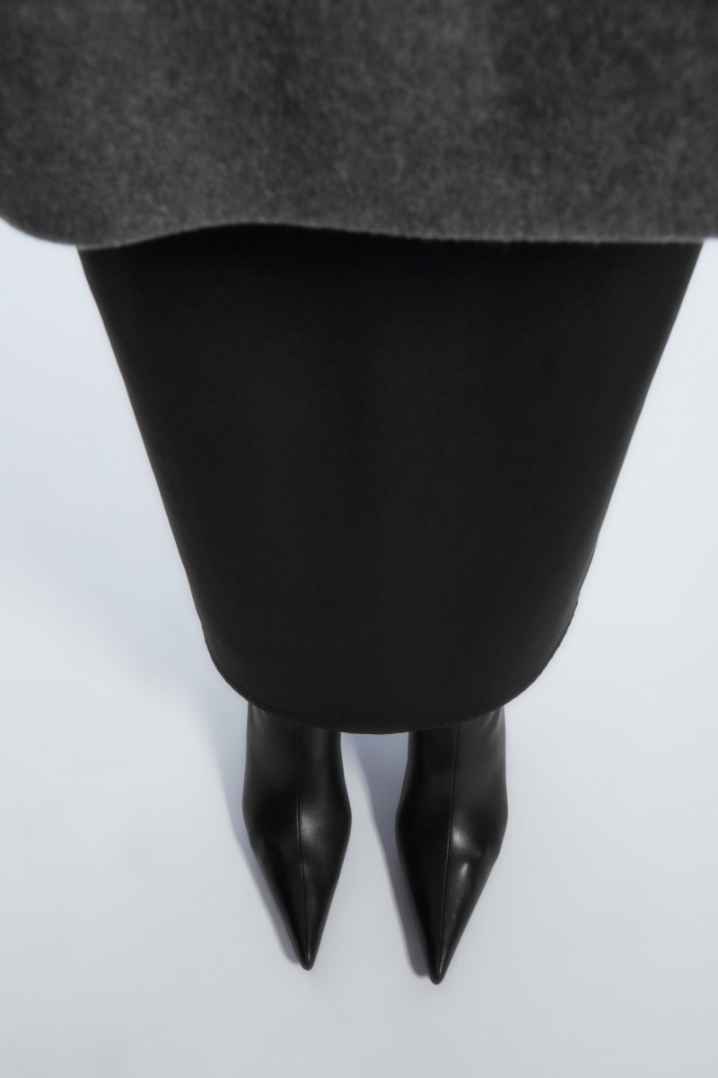 Dámské Kožené Kozačky COS Pointed Kitten-Heel Černé | BJNW-41598