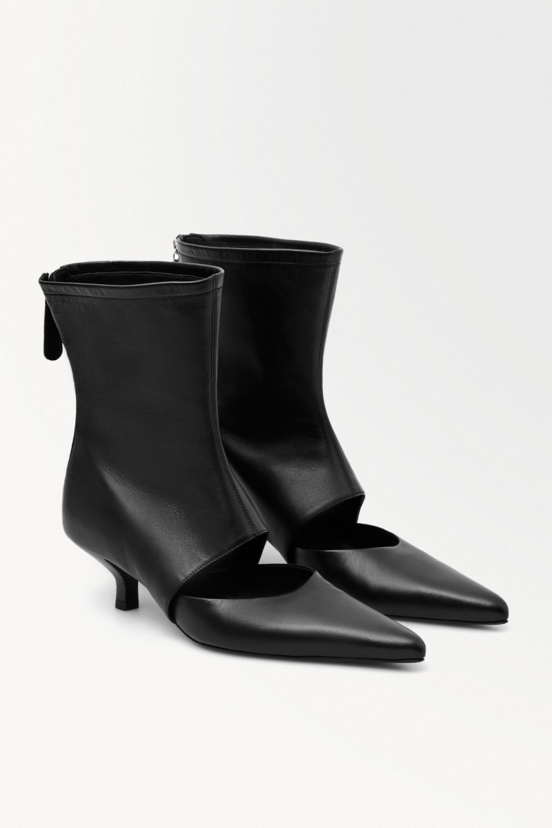 Dámské Kožené Kozačky COS The Kitten-Heel Sock Černé | NPMU-62983