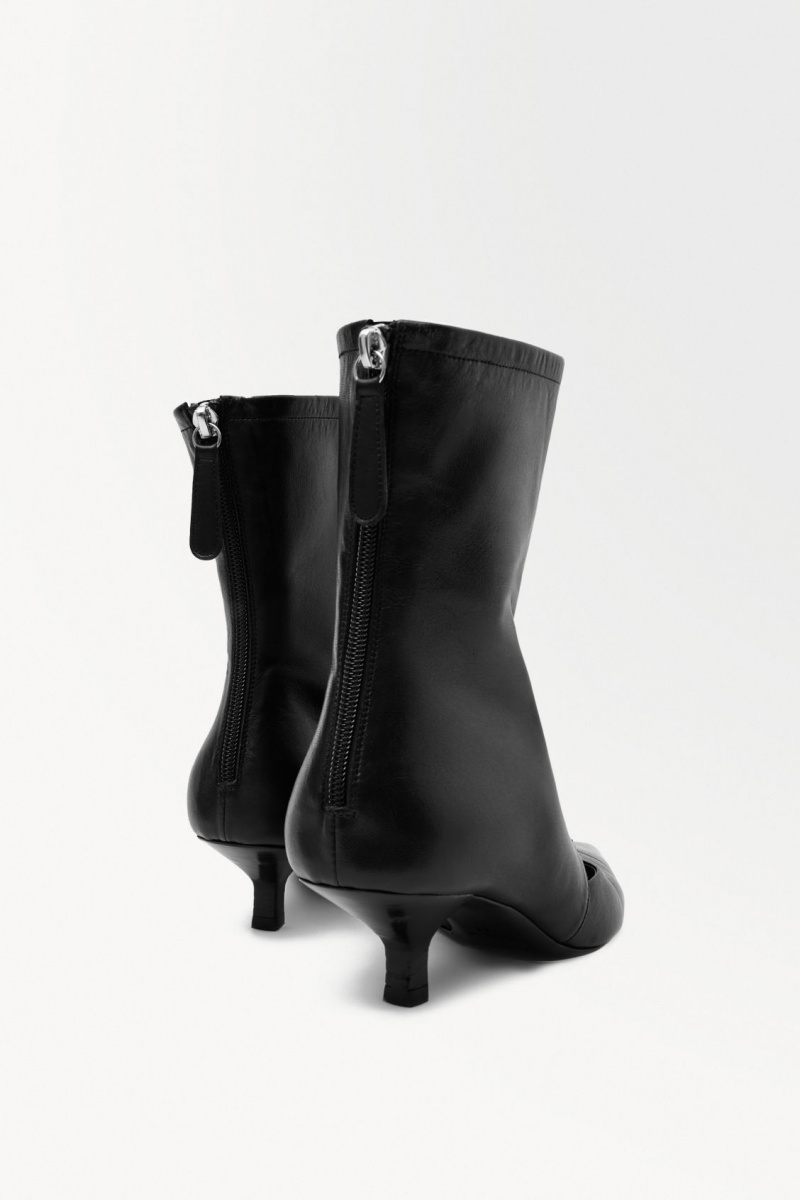 Dámské Kožené Kozačky COS The Kitten-Heel Sock Černé | NPMU-62983