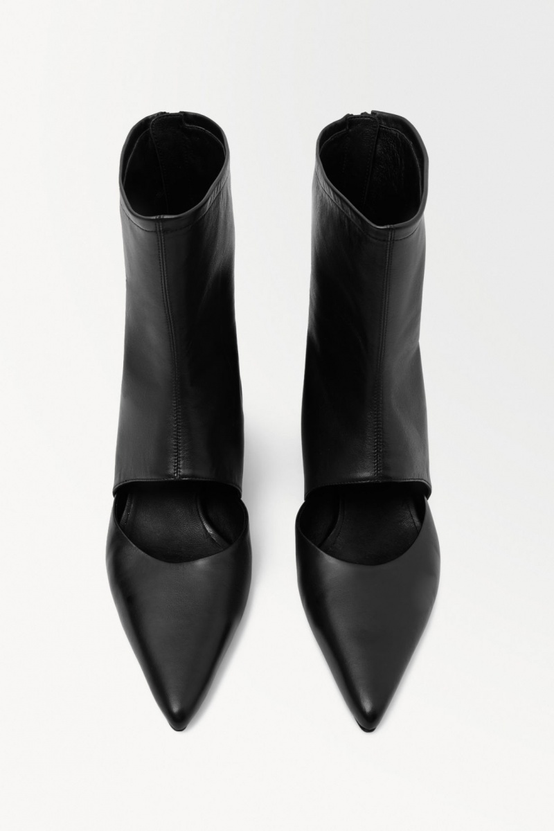 Dámské Kožené Kozačky COS The Kitten-Heel Sock Černé | NPMU-62983