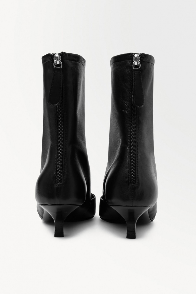 Dámské Kožené Kozačky COS The Kitten-Heel Sock Černé | YAHC-71269