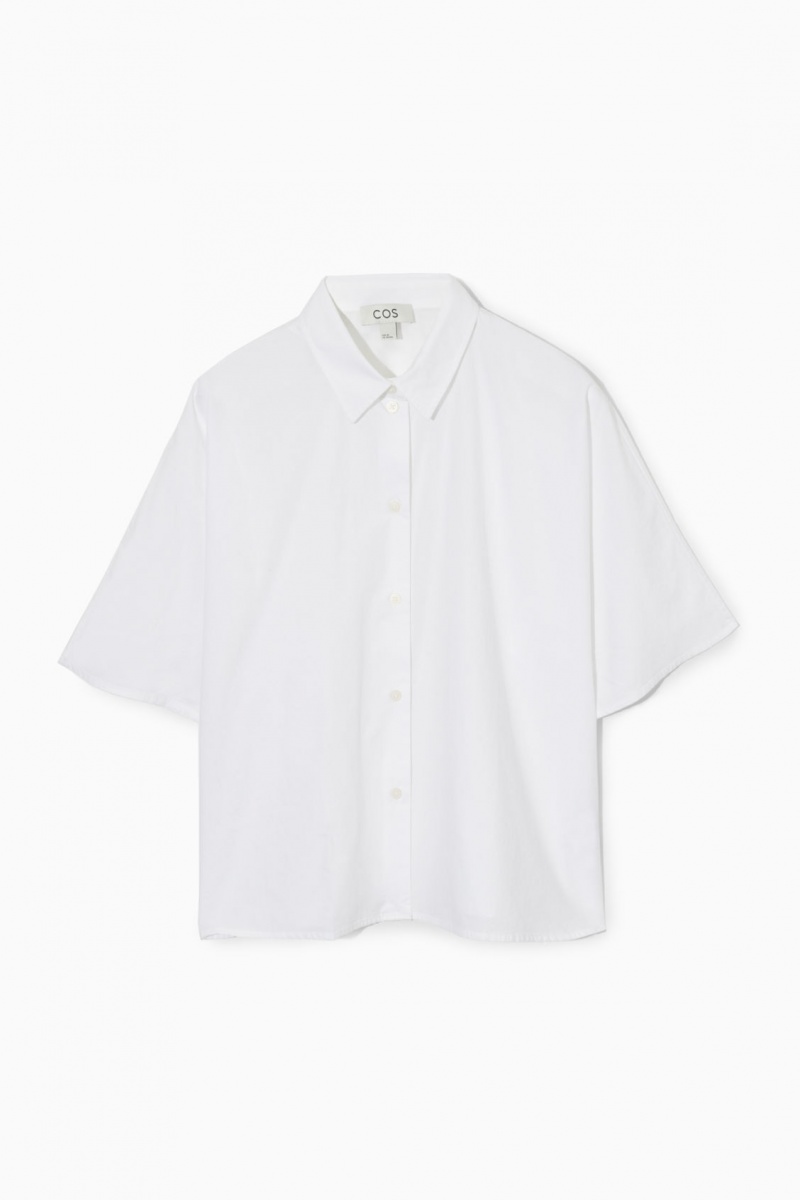 Dámské Košile COS Boxy Krátké-Sleeved Poplin Bílé | HDKV-65741