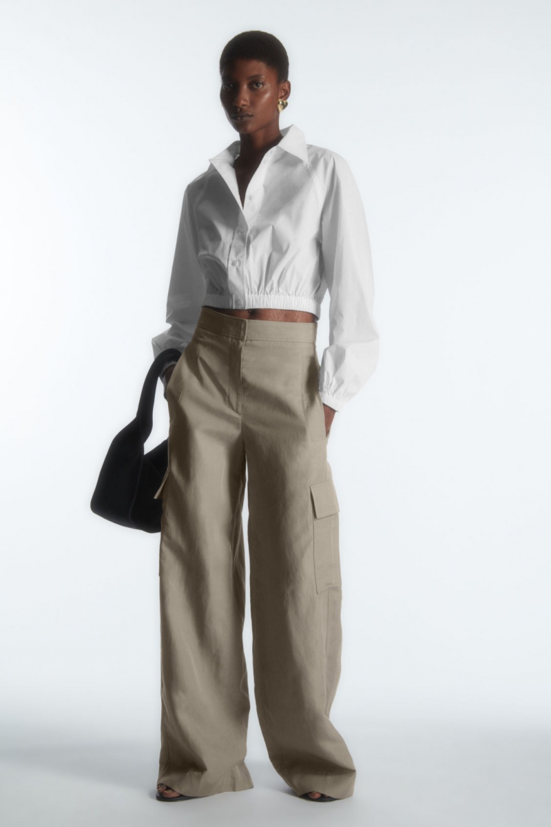 Dámské Košile COS Cropped Elasticated Bílé | WKHM-41725