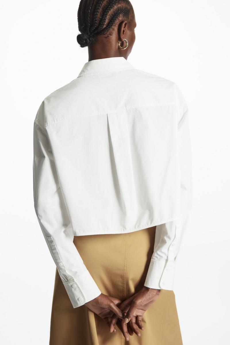 Dámské Košile COS Cropped Poplin Bílé | ZDYB-29605