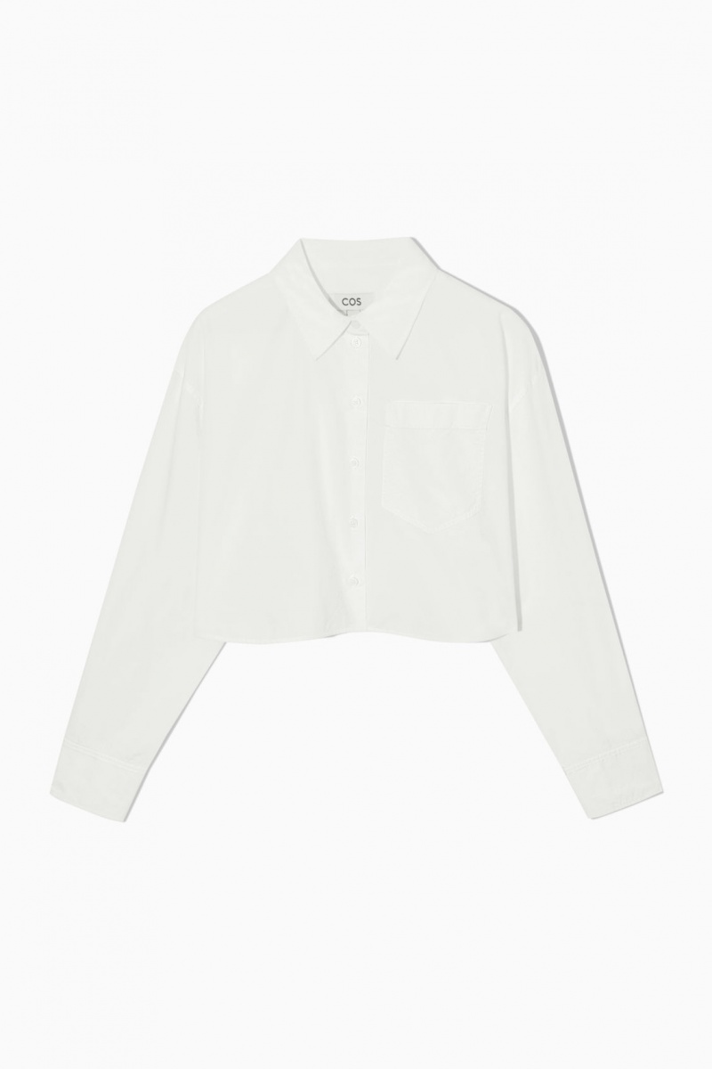 Dámské Košile COS Cropped Poplin Bílé | ZDYB-29605