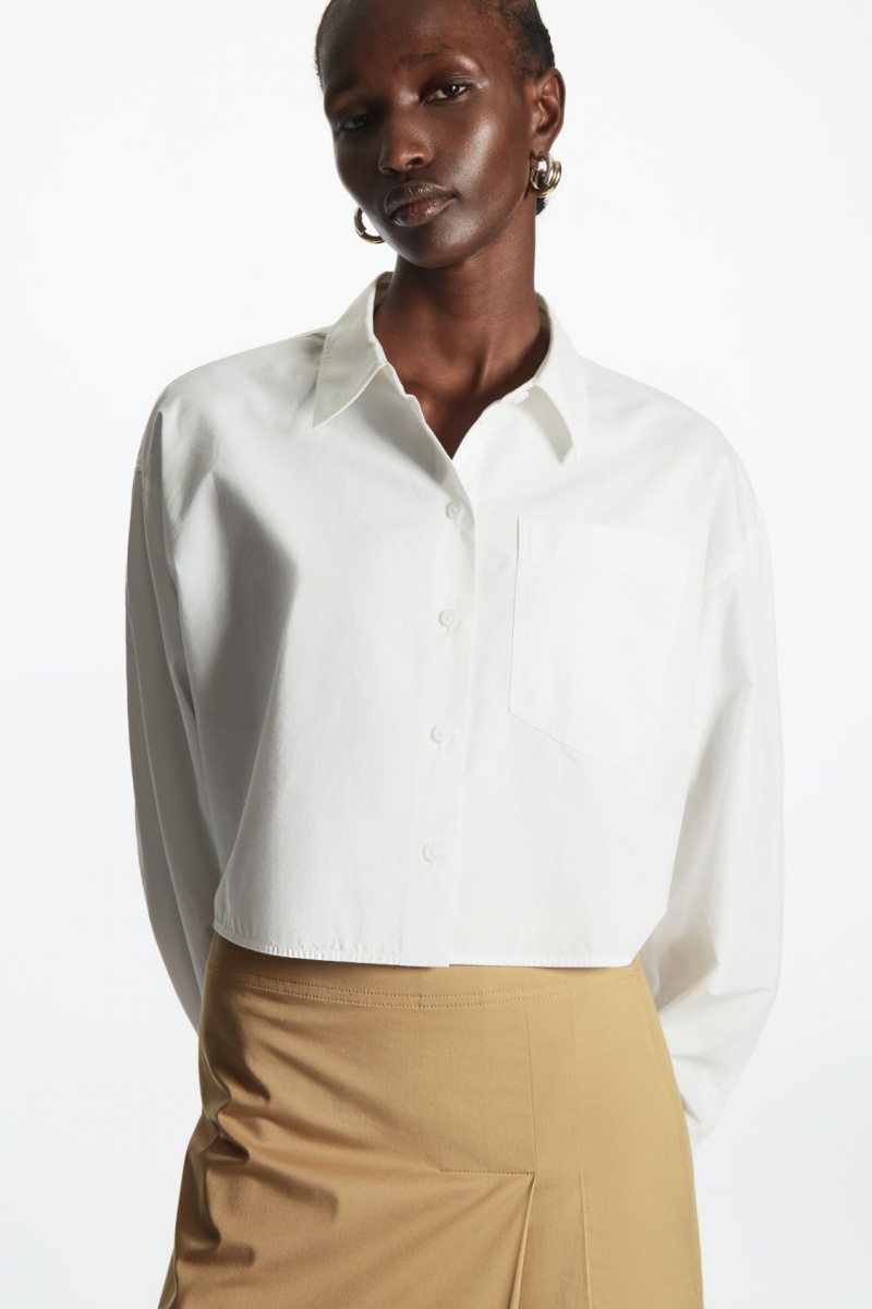 Dámské Košile COS Cropped Poplin Bílé | ZDYB-29605