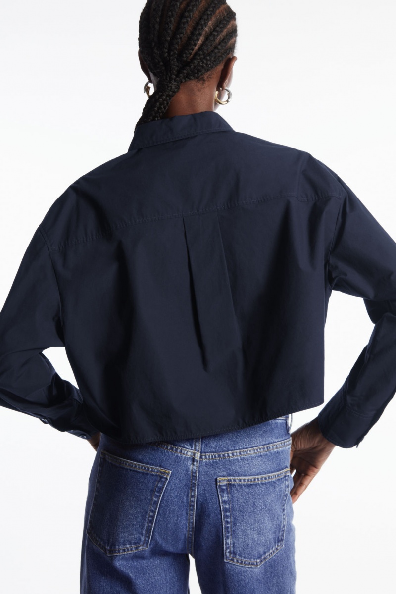 Dámské Košile COS Cropped Poplin Tmavě Blankyt | XZSI-01745