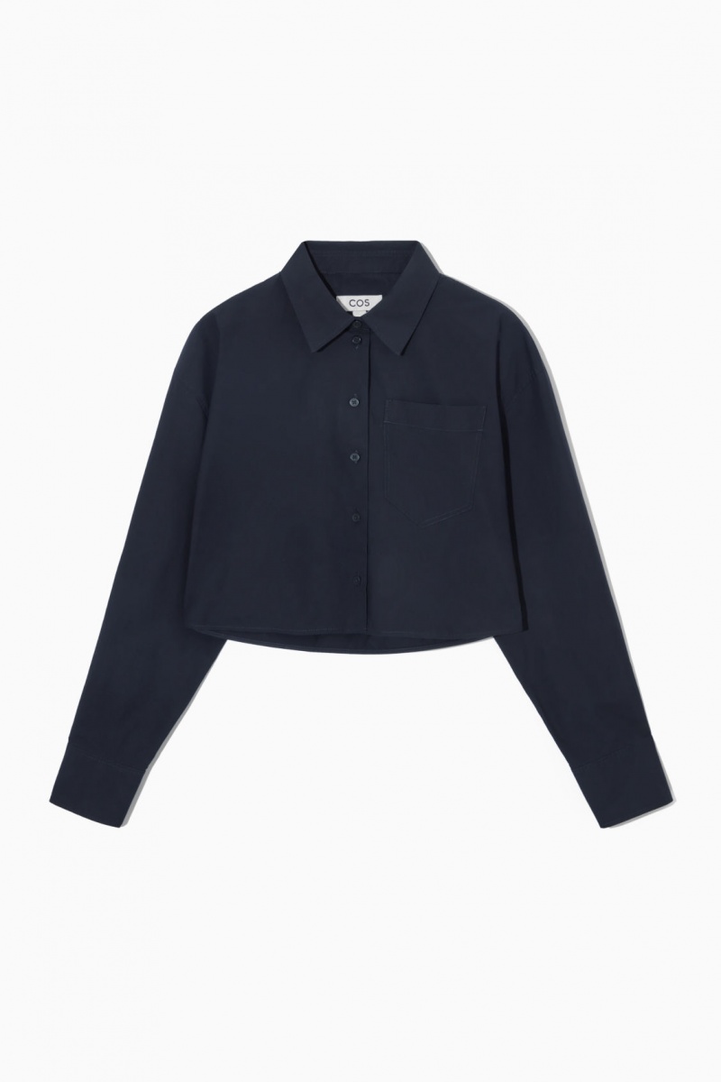Dámské Košile COS Cropped Poplin Tmavě Blankyt | XZSI-01745