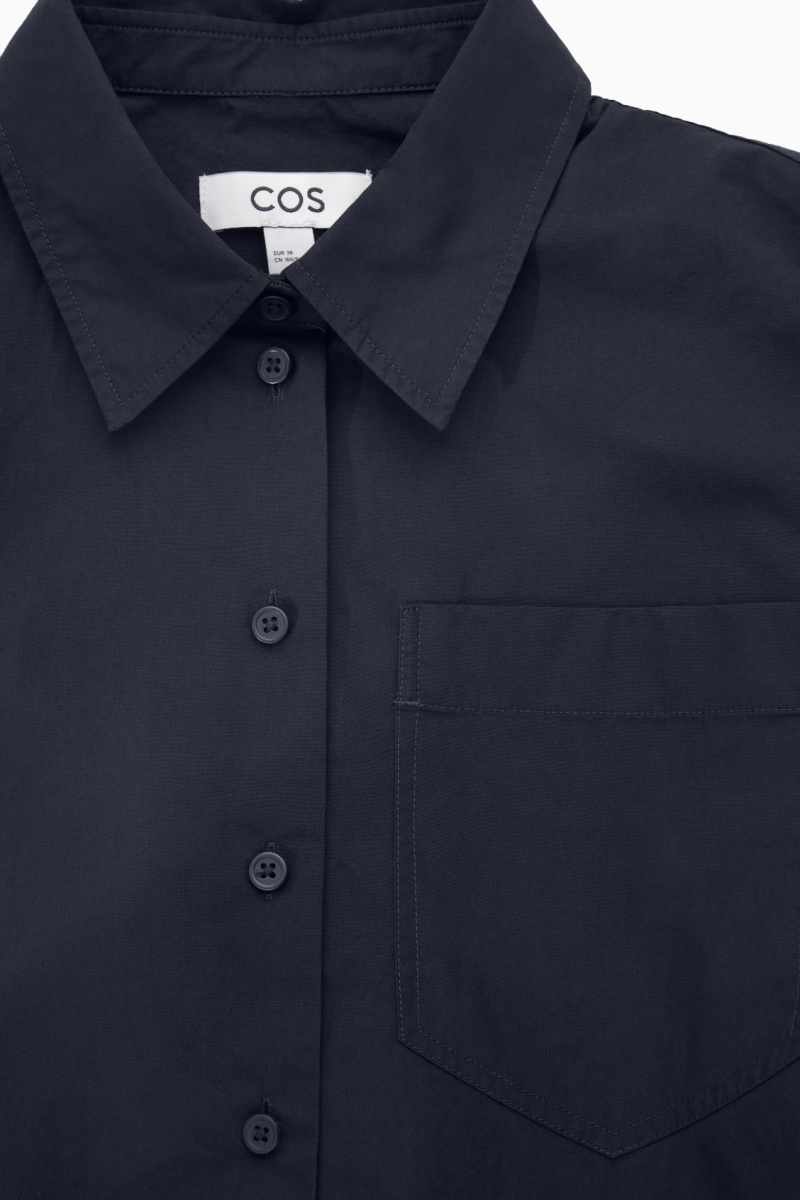 Dámské Košile COS Cropped Poplin Tmavě Blankyt | XZSI-01745