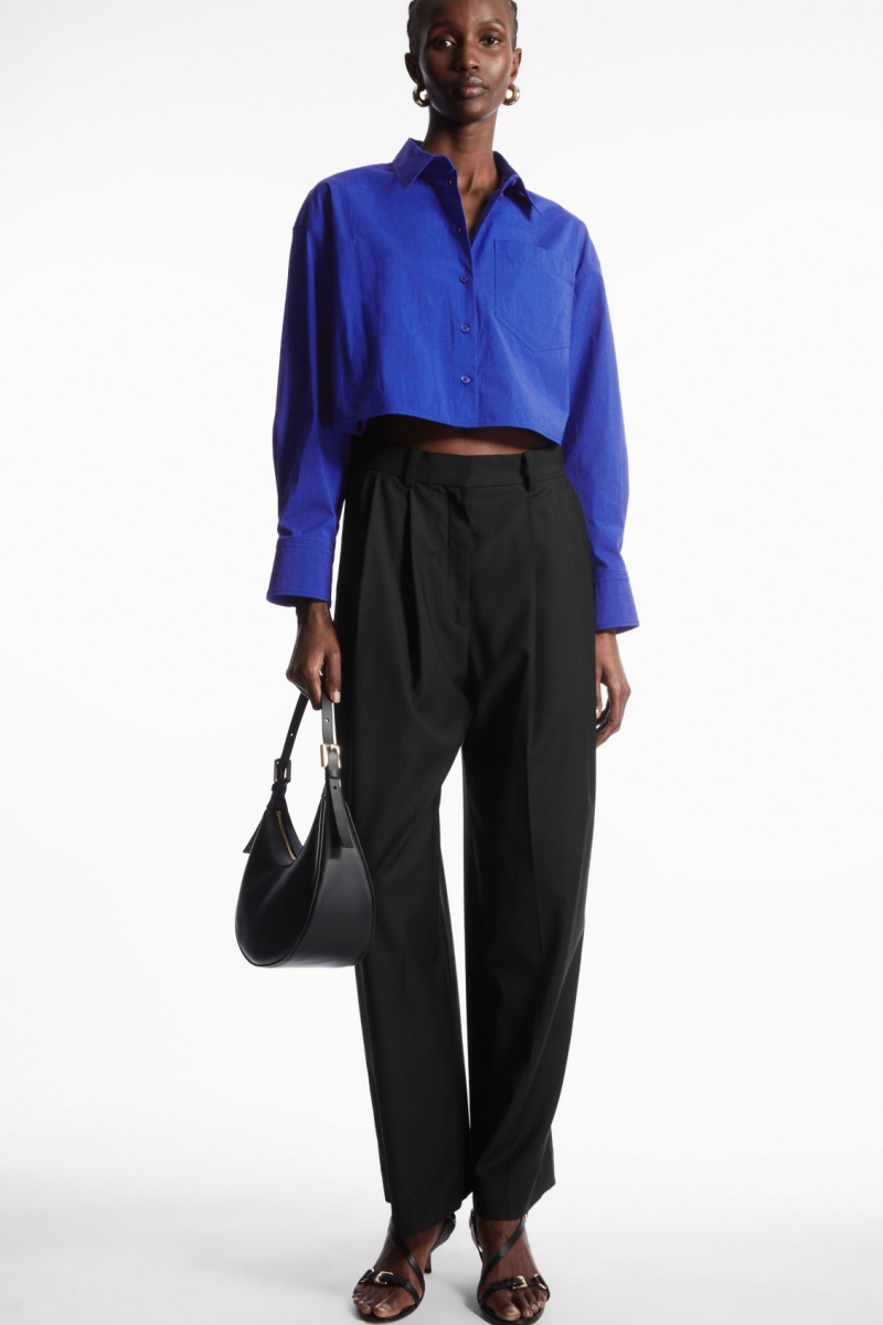 Dámské Košile COS Cropped Poplin Tmavě Blankyt | HFYB-04851