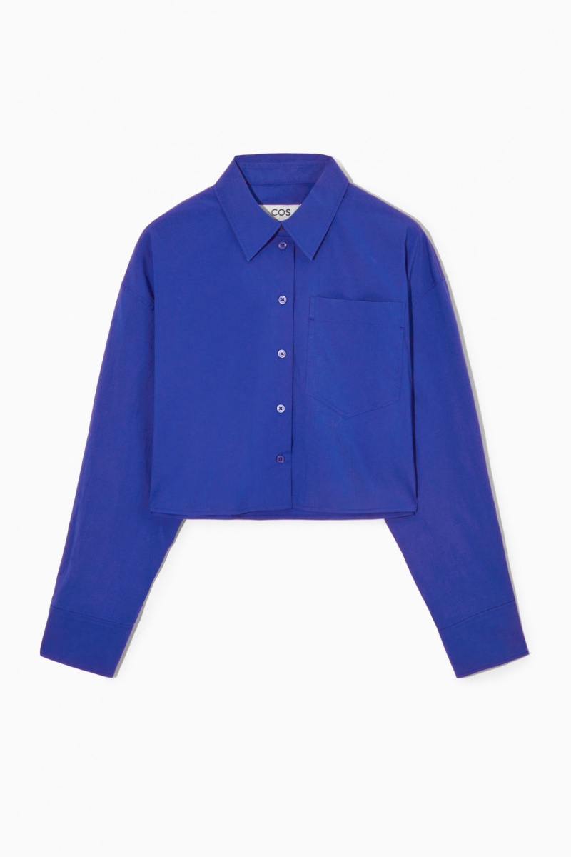 Dámské Košile COS Cropped Poplin Tmavě Blankyt | HFYB-04851