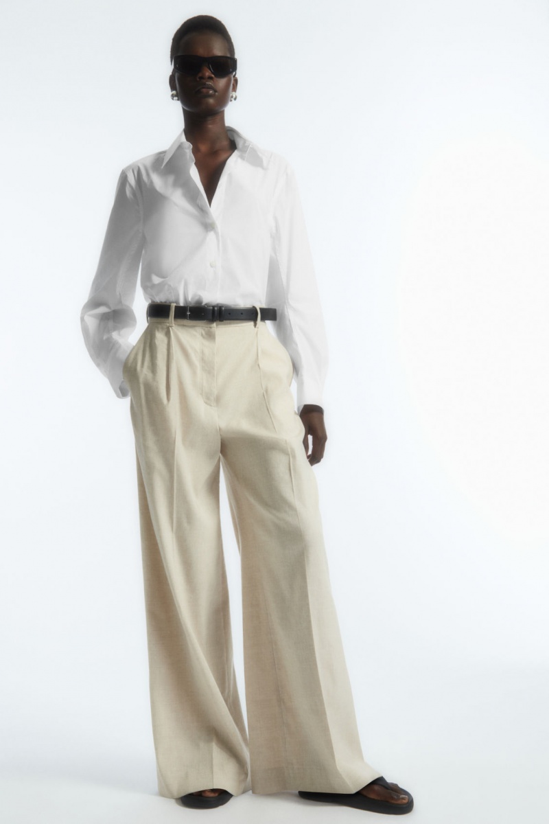 Dámské Košile COS Oversized Bavlněné-Blend Bílé | PXIR-53498